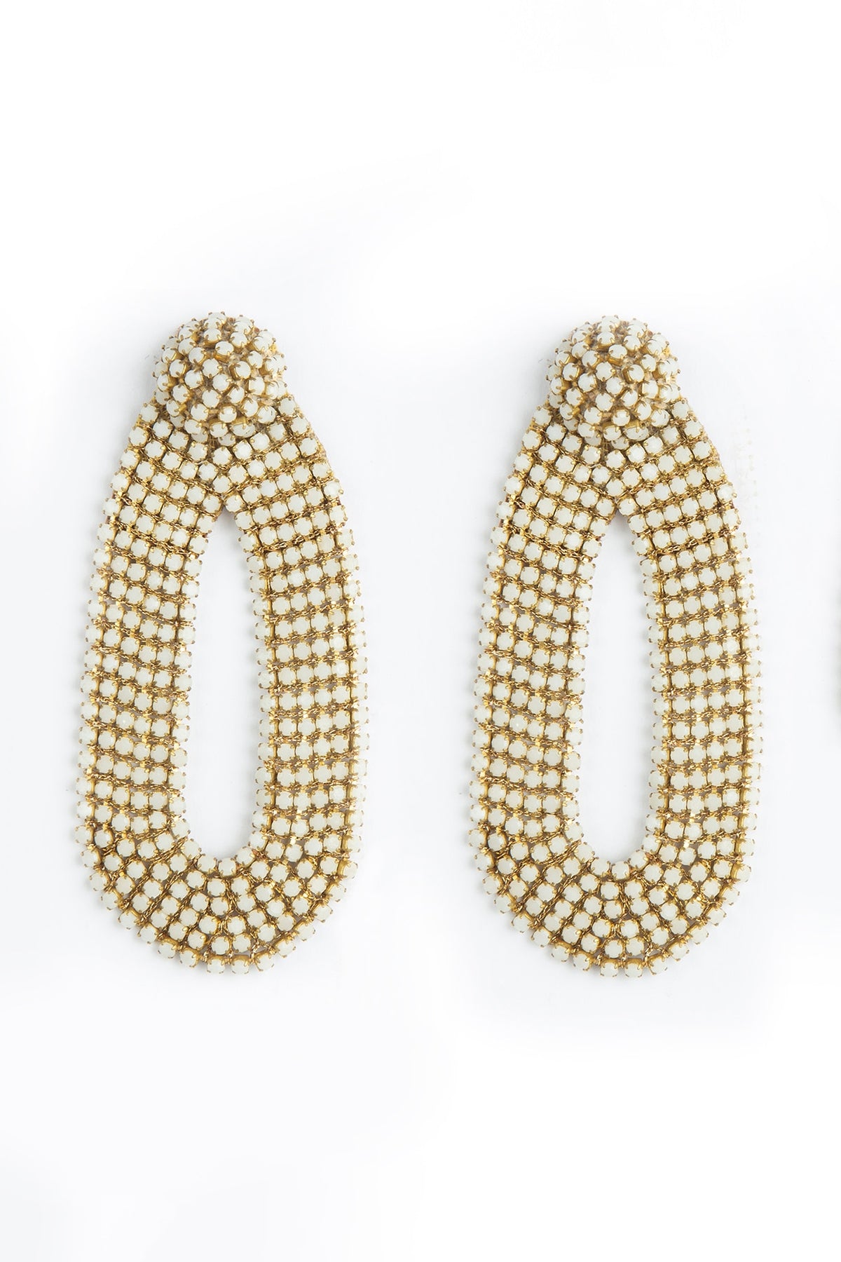 Ivory Glass Beaded Dangler Earrings