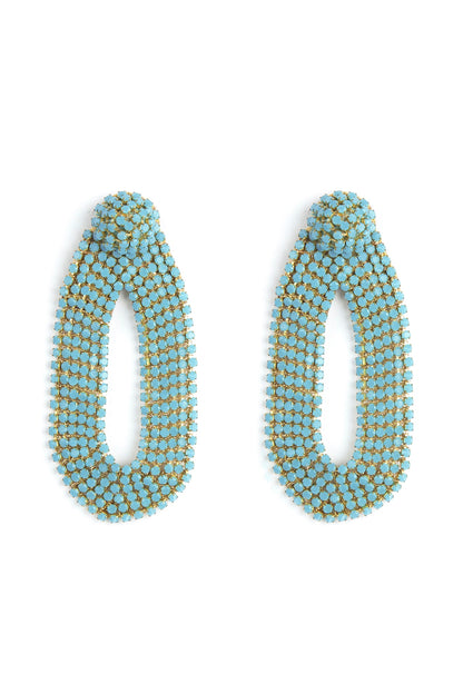 Turquoise Glass Beaded Dangler Earrings