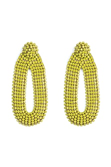 Yellow Glass Beaded Dangler Earrings