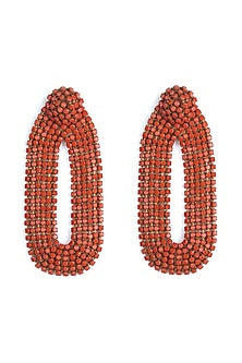 Coral Glass Beaded Dangler Earrings