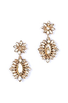 Gold Glass Beaded Dangler Earrings