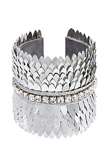 Gunmetal Glass Crystal Handmade Cuff