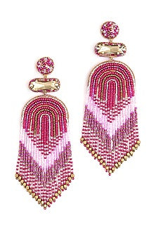 Pink Glass Beaded Dangler Earrings