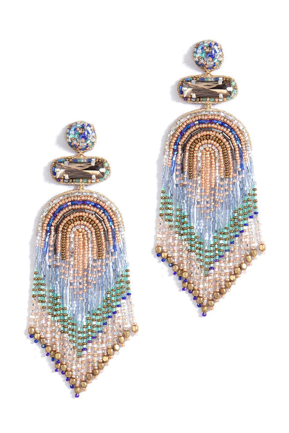 Blue Glass Beaded Dangler Earrings