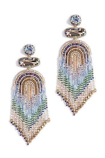 Blue Glass Beaded Dangler Earrings