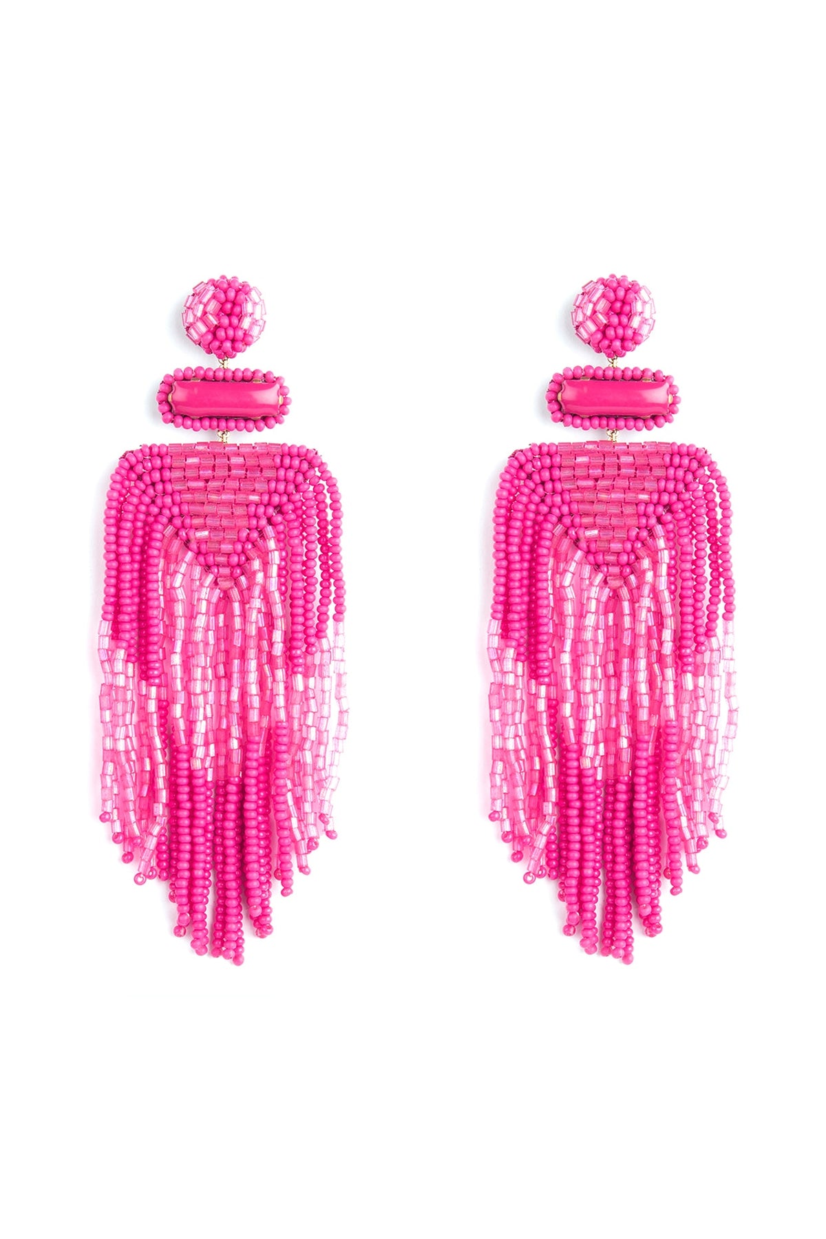 Pink Bead & Crystal Dangler Earrings