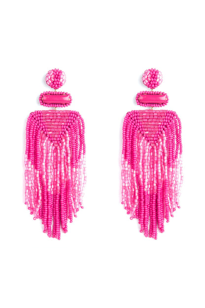 Pink Bead & Crystal Dangler Earrings