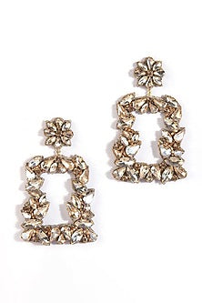 Gold Glass Stone Dangler Earrings