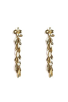 Gold Glass Beaded Dangler Earrings