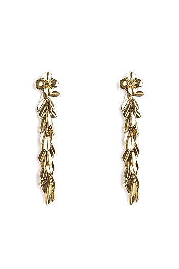 Gold Glass Beaded Dangler Earrings