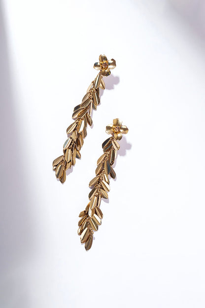 Gold Glass Beaded Dangler Earrings