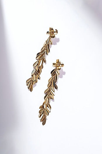 Gold Glass Beaded Dangler Earrings