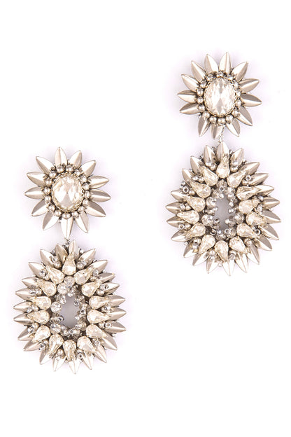 Silver Glass Crystal Dangler Earrings