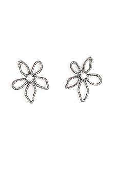 Gunmetal Glass Beaded Stud Earrings