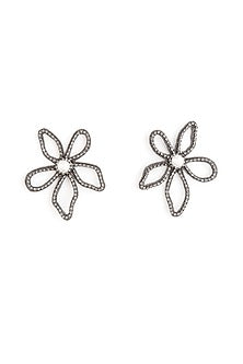 Gunmetal Glass Beaded Stud Earrings