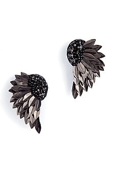 Black Glass Crystal Dangler Earrings
