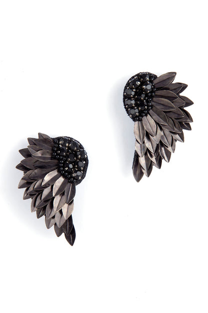 Black Glass Crystal Dangler Earrings