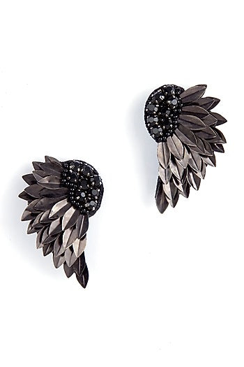 Black Glass Crystal Dangler Earrings