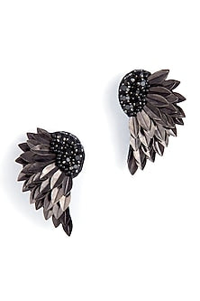 Black Glass Crystal Dangler Earrings