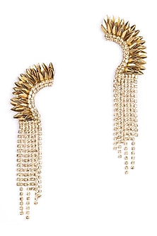Gold Glass Beaded Dangler Earrings