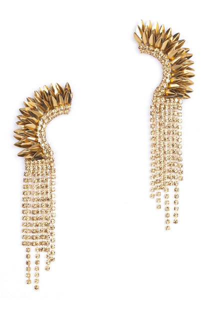 Gold Glass Beaded Dangler Earrings