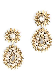Gold Glass Crystal Dangler Earrings