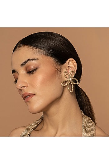 Gold Glass Beaded Stud Earrings
