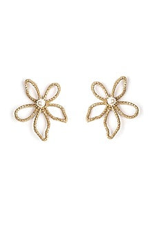 Gold Glass Beaded Stud Earrings