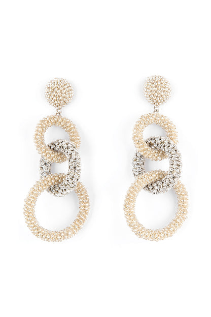 Silver Bead & Crystal Dangler Earrings