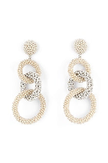 Silver Bead & Crystal Dangler Earrings