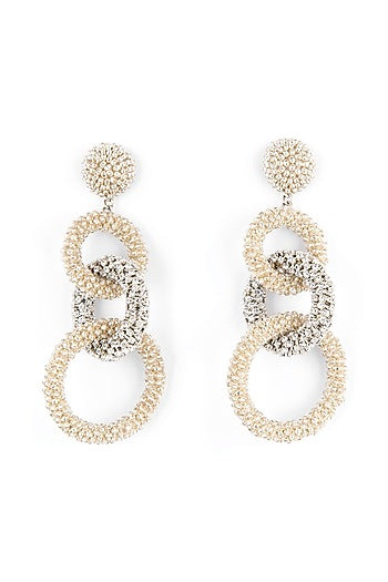 Silver Bead & Crystal Dangler Earrings