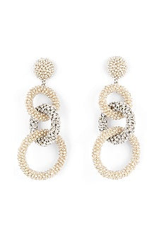 Silver Bead & Crystal Dangler Earrings