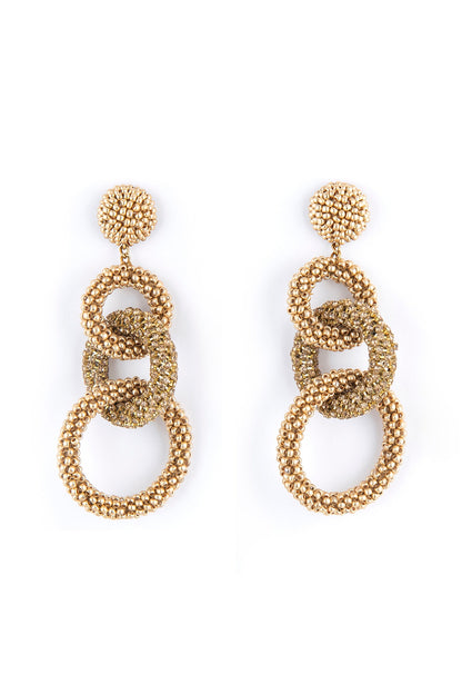 Gold Bead & Crystal Dangler Earrings
