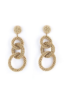 Gold Bead & Crystal Dangler Earrings