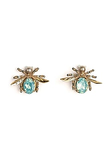 Aqua Glass Bead & Semi-Precious Stone Firefly Earrings