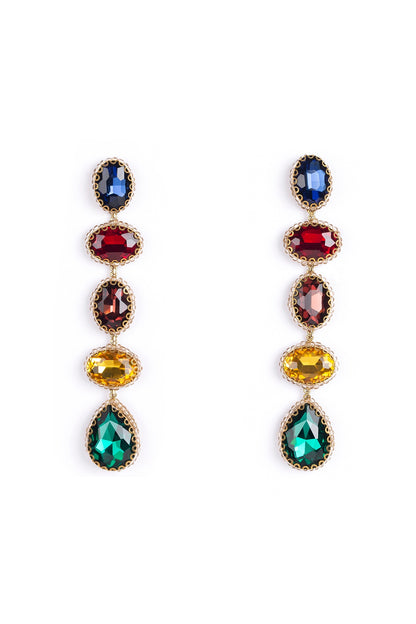 Multi-Colored Glass Crystal & Beaded Dangler Earrings
