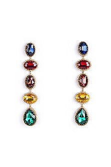 Multi-Colored Glass Crystal & Beaded Dangler Earrings