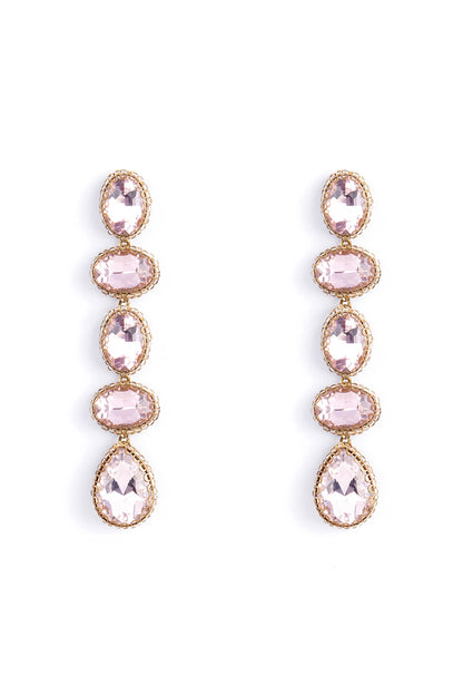 Pink Glass Crystal & Beaded Dangler Earrings