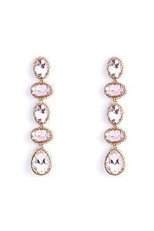 Pink Glass Crystal & Beaded Dangler Earrings