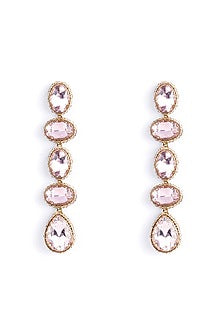 Pink Glass Crystal & Beaded Dangler Earrings
