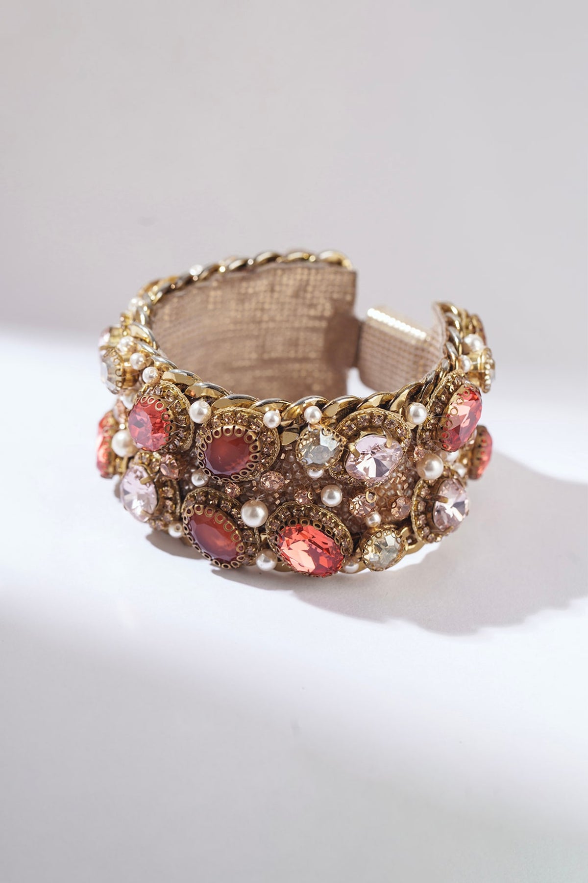 Pink Hand Embroidered Bracelet