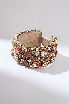 Pink Hand Embroidered Bracelet
