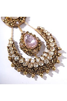Multi-Colored Glass Beaded & Glass Crystal Maangtikka