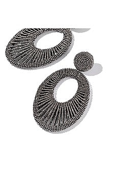 Gunmetal Glass Beaded Dangler Earrings