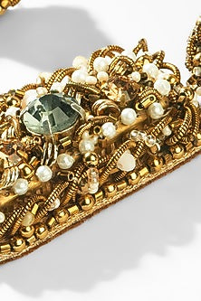 Gold Glass Beaded & Crystal Woven Dangler Earrings