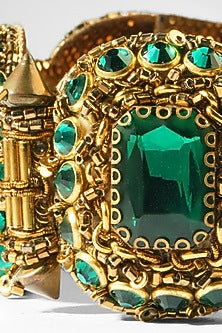 Gold Glass Beaded & Crystal Woven Bracelet