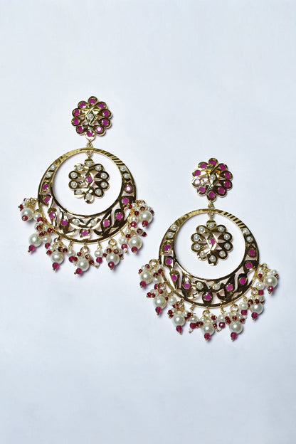 Jadau Stone & Pearl Chandbalis 