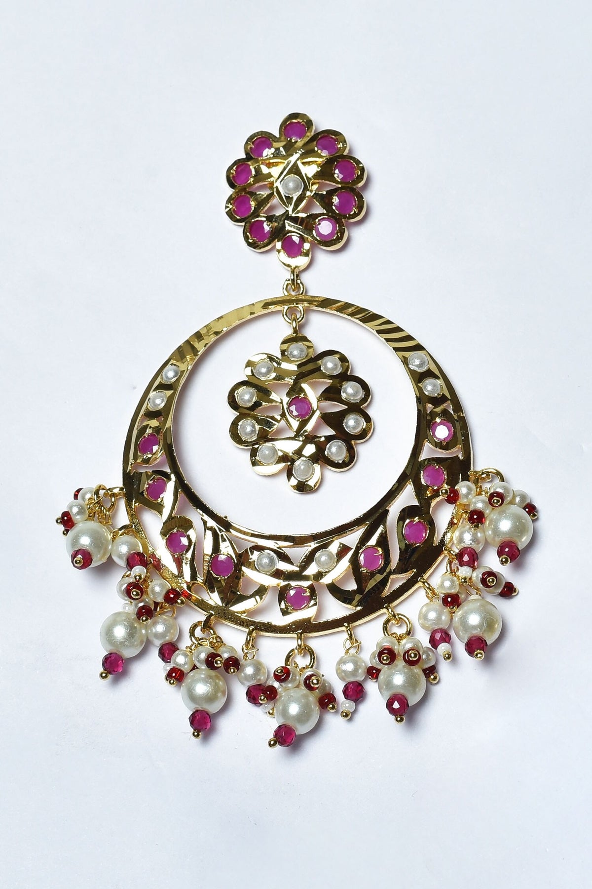 Jadau Stone & Pearl Chandbalis 