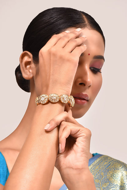 Kundan Brass Embellished Kada 