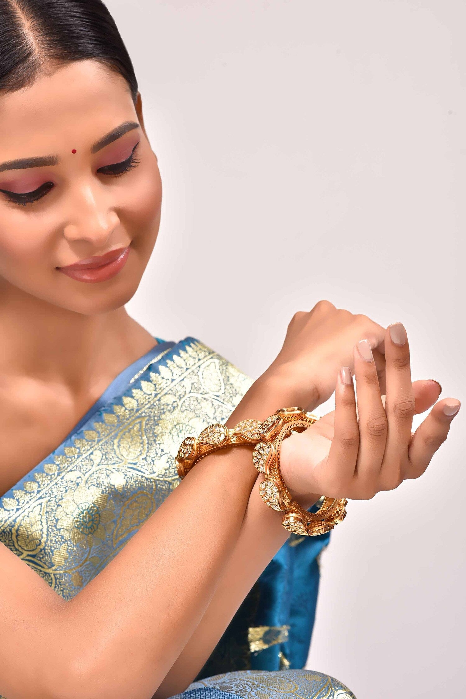 Paisley Pattern Embellished Kada - Set of 2 
